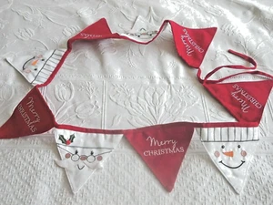 9 FAHNEN WEIHNACHTSWIMPEL VATER CHRISTMAS & SCHNEEMANN GESICHT + MERRY CHRISTMAS - Bild 1 von 11