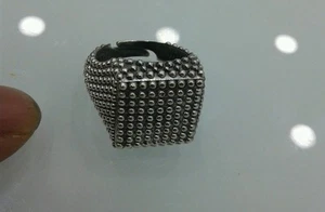 Ring Quadratisch Silber 925 Gestrahlt Bleigranulat Mann Verstellbar Ball - Picture 1 of 1