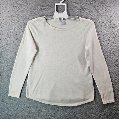 Top tejido Chico's para mujer talla 0 pequeño mezcla de cachemir manga larga brillo blanco roto Foto 1 de 4
