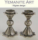 925 Handmade Sterling Silver Shabbat Candlestick Filigree Artisan, Yemenite Art