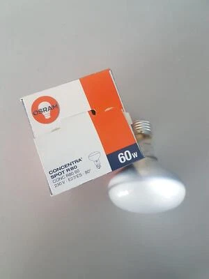 LAMPADA LUCE OSRAM E27 R80 CONCENTRA CHIARA 230V 80MM 60W 80° SPOT COLOR FARETTO - Immagine 1 di 2