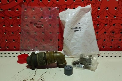 Amphenol Cannon CA3108E18-4P Elbow 4 Pin & CA3102E18-4S Socket Connector Set NEW - Image 1 of 4