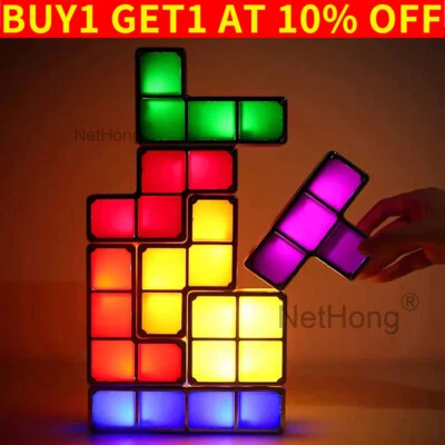 Tetris Stackable Night Light Rechargeable,USB, Gaming Room Decor Gift NEW UK