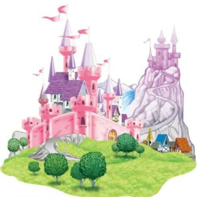 PRINCESS CASTLE Scene Setter HAPPY BIRTHDAY party wall PHOTO BACKDROP 5'x5' - Image 1 of 2