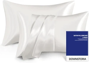 2 Pack Satin Pillowcase for Hair and Skin Queen Silky Pillow Cover with Envelope - Picture 1 of 6