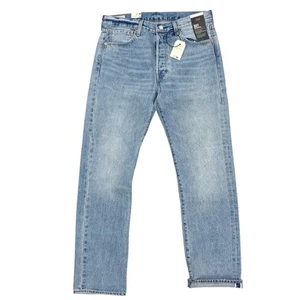 Levi's Premium 501 Original Fit Selvedge Jeans Size 33 x 32 Blue 100% Cotton - Picture 1 of 12