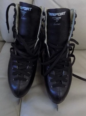 Patines de Hielo Láser Risport Negro Talla 245 UK 4 Hechos en Italia Cuero Foto 1 de 3