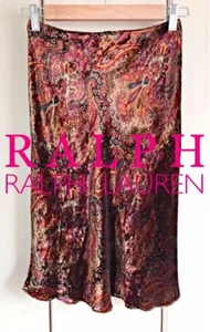 Ralph Lauren Silk Blend Paisley Velour Skirt 4 - Picture 1 of 6