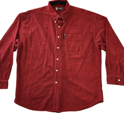 Vtg Ralph Lauren Chaps XL Crosshatch Corduroy Shirt Men Long Sleeve Red FLAW - Image 1 of 4