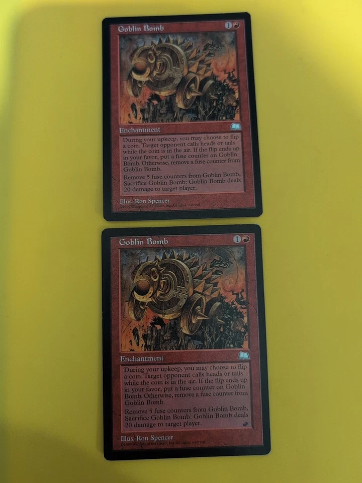 Goblin Bombx2. Enchantment.1 Has Mark Weatherlight  Magic the Gathering Card. - Image 1 of 4