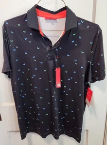 NEW Redvanly Mens Medium Fullerton Butterfly Golf Polo Performance Tuxedo Black - Picture 1 of 4