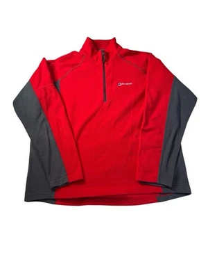 Berghaus 1/4 Zip Fleece Herren XL rot grau Pullover Pulli Outdoor Wandern - Bild 1 von 4