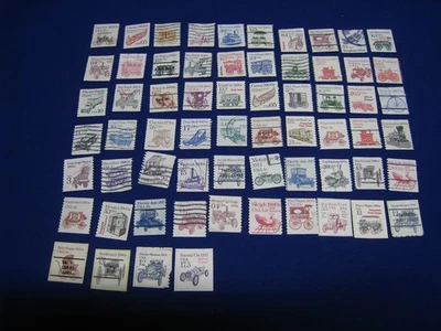 US Stamp Transportation Coil Issue Lot - 64 Different - Cancelled - On/Off Paper - Image 1 of 3