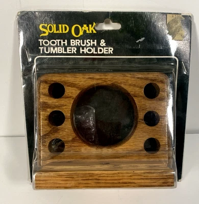New Original Vintage Solid Oak Toothbrush Tumbler Holder Camp/Country/Farmhouse - Image 1 of 2