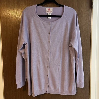 quacker factory purple metallic cardigan sweater size 1x jewel buttons Nwot - Image 1 of 4