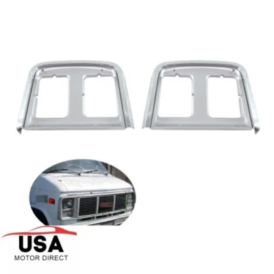 For 1985-91 GMC Chevrolet Van 2PK Chrome Headlight Trim Bezel Dual Type - Image 1 of 4