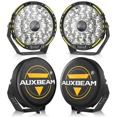 AUXBEAM 9" LED Luz de Trabajo Spot Pods Lámpara de Conducción + Cubiertas Negras para Toyota Tacoma Foto 1 de 4