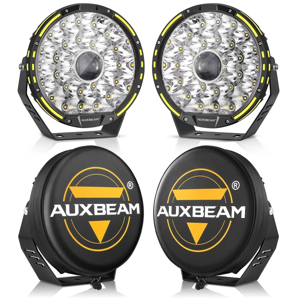 AUXBEAM 9" LED Luz de Trabajo Spot Pods Lámpara de Conducción + Cubiertas Negras para Toyota Tacoma Foto 1 de 4