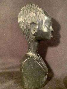 VINTAGE WOODEN HAND CARVED AFRICAN TRIBAL Statue 10” x 4” - Picture 1 of 6
