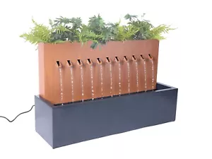 Zinc Metal Fountain Rectangle W/Planter Water Fountain Outdoor Home Garden Decor - Picture 1 of 6