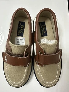 Polo Ralph Lauren Boy’s Size 10 Sander EZ Khaki Brown Boat Shoes Loafers - Picture 1 of 9
