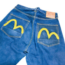 EVISU Men's Denim pants Jeans bottoms seagull embroidery gold almost unused