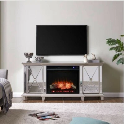 Soporte de TV con espejo y chimenea Foto 1 de 3