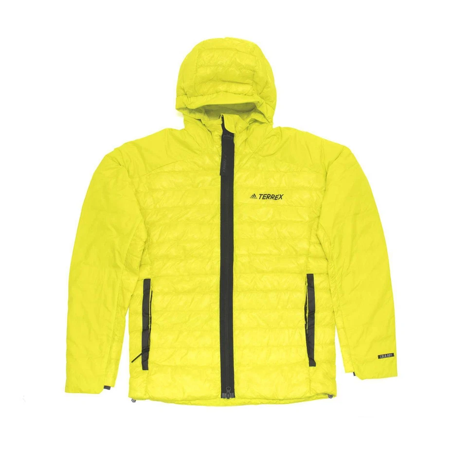 Adidas Terrex MYSHELTER Down Hooded Jacket Size Small Acid Yellow GM4759