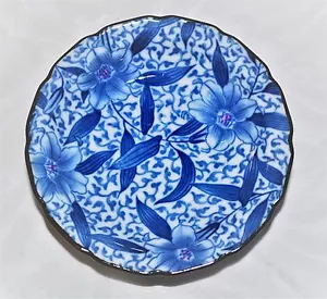 Ciotola piatto modello Imari bordo blu e bianco rosa e marrone porcellana giapponese firmata - Foto 1 di 6