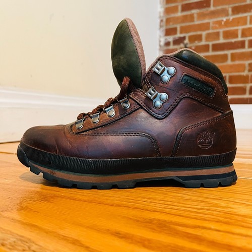 Timberland Euro Hiker scarpe donna 9M stivaletti comodi in pelle marrone nero