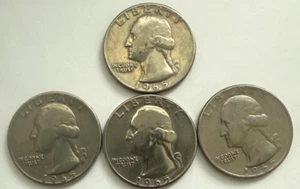 1965 US Quarter 4 COINS One looking VERY much like silver. NO MINTMARK - Picture 1 of 15