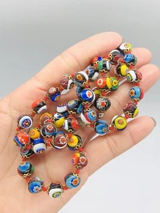 VTG Mid Century Italian ART GLASS Millefiori Multicolored Beads Necklace 22 - Picture 1 of 11