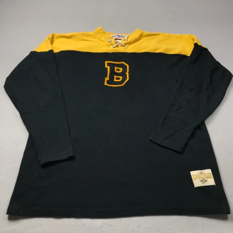 VINTAGE Boston Bruins Sweater Mens XL Black Ebbets Field Flannels Heritage NHL Cover