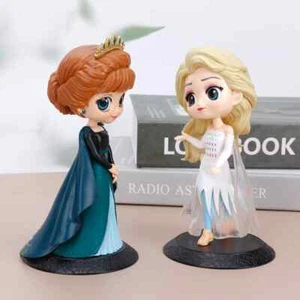 Disney Frozen Elsa & Anna QPosket Figures Princess Dolls Q Posket Cake Toppers - Picture 1 of 7