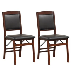 Set of 2Upholstered Dining Chair Folding Living Room w/Padded Seat High Backrest - Picture 1 of 10