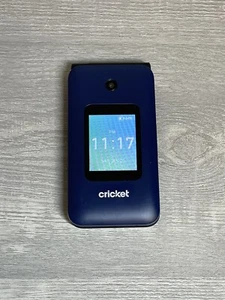 Alcatel U102AC Debut Flip Cricket Cell Phone Blue WORKS GREAT - Picture 1 of 7