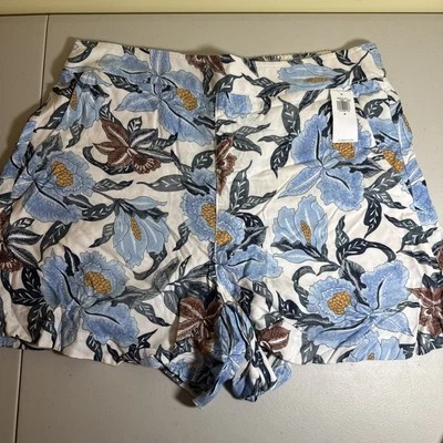 Pantalones cortos de playa antiguos azul marino de tiro alto talla M florales para mujer.   Pull On. Nuevo con etiquetas Foto 1 de 4