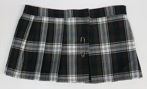 Vintage Mini Skirt Plaid Goth Pleated Womens in Small w/ a Lg Safety Pin Accent - Picture 1 of 8