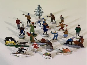 Hans Heinrichsen Flat Lead Figures Christmas German Winter Skating Party 21 Pcs - Picture 1 of 24