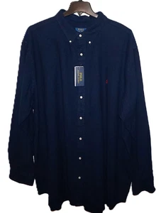 Polo Ralph Lauren Heavyweight Cotton Knit Long Sleeve Shirt Navy BIG 4XB $158 - Picture 1 of 8
