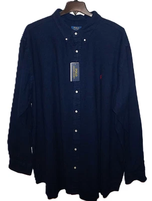 Polo Ralph Lauren Heavyweight Cotton Knit Long Sleeve Shirt Navy BIG 4XB $158 - Image 1 of 4