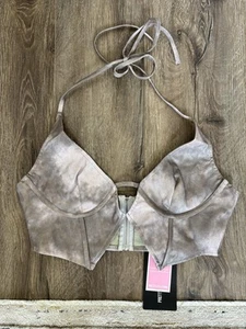 NEW Pretty Little Thing faux leather tan sexy corset top rave festival cowgirl 6 - Picture 1 of 5