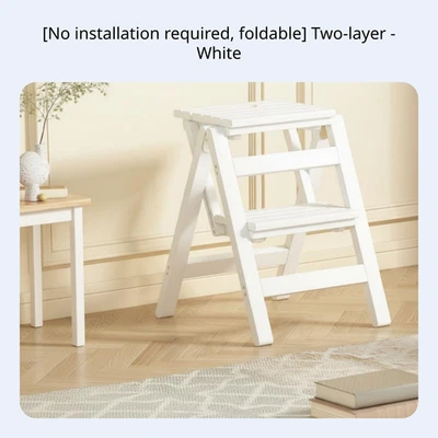 Taburete escalera plegable de madera dura, multifuncional interior Foto 1 de 4