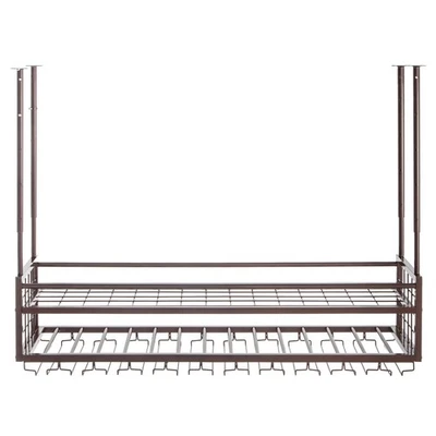 Uimoso Ceiling-Mounted Bar Wine Rack Wine Glass Hanging Rack 46.9x11.8in Coppery - Image 1 of 4