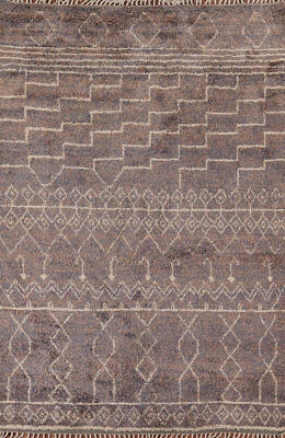 Modern Handmade Luxury Hand-Knotted Moroccan Wool Area Rugs Living Room 7x10 ft - Image 1 of 4