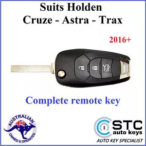SUITS HOLDEN CRUZE ASTRA BK BL 2016 2017 2018 2019 REMOTE FLIP KEY FOB - Picture 1 of 4