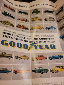1962 GOODYEAR TIRE POSTER HOW MANY CARS CAN YOU NAME? RARE & BEAUTIFUL - Picture 1 of 5