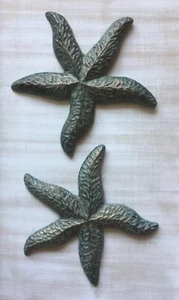 Antica patina bronzo stelle marine nautica metallo decorazione parete. SET DI 2 - Foto 1 di 7