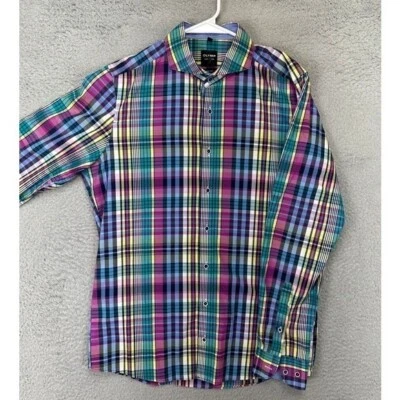 Olymp Level Five Dress Shirt Adult 15.3-4 40 Multi Plaid Body Fit Button Up Mens - Image 1 of 4