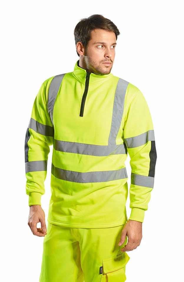 Portwest B308 Xenon Hi-Vis Polycotton Rugby Shirt with Relfective Tape ANSI - Image 1 of 4